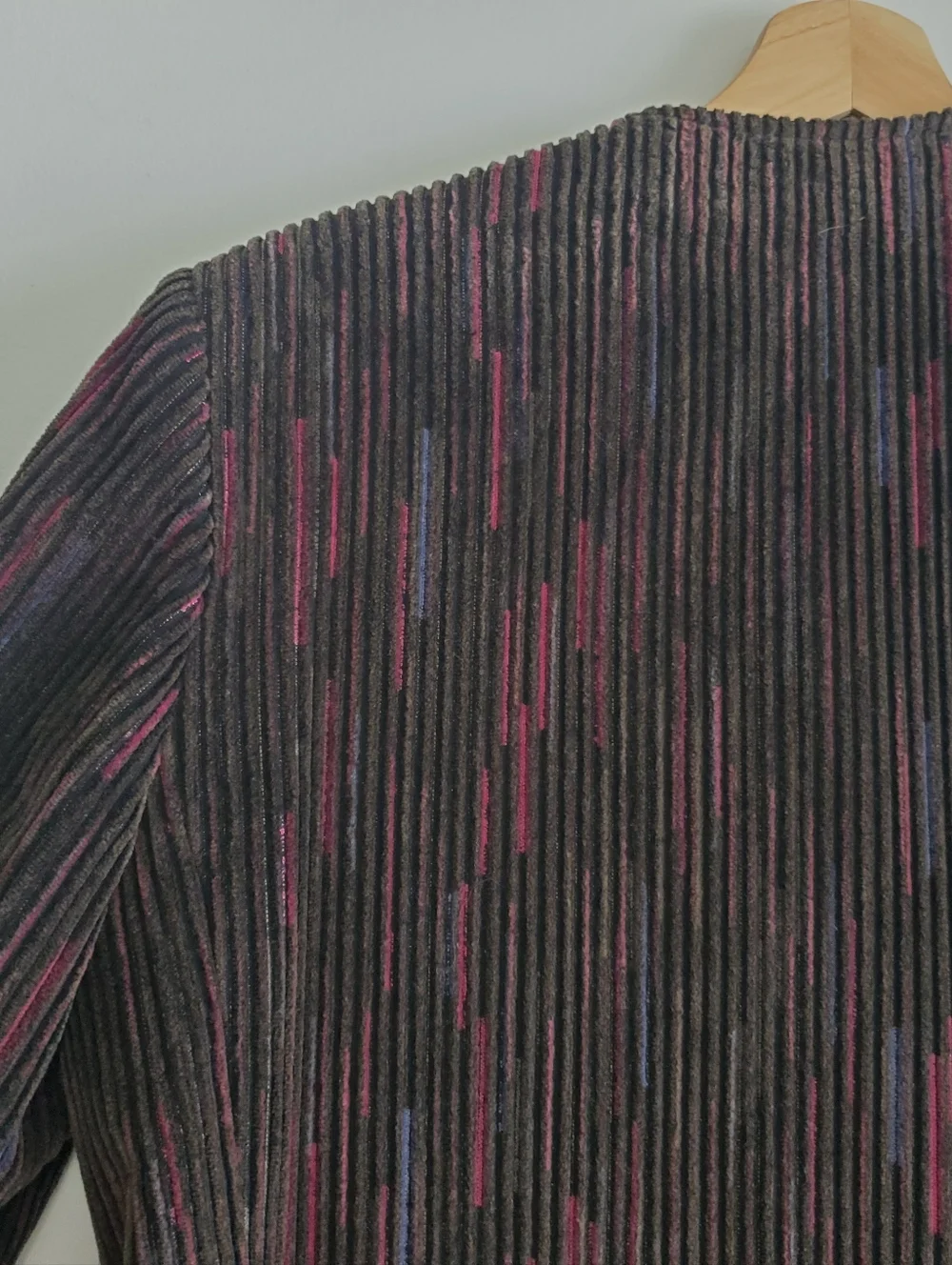 Vintage 60s Brian Tucker Dublin Size 12 Black Corduroy Suit Jacket Pink Stripes - Picture 11 of 16